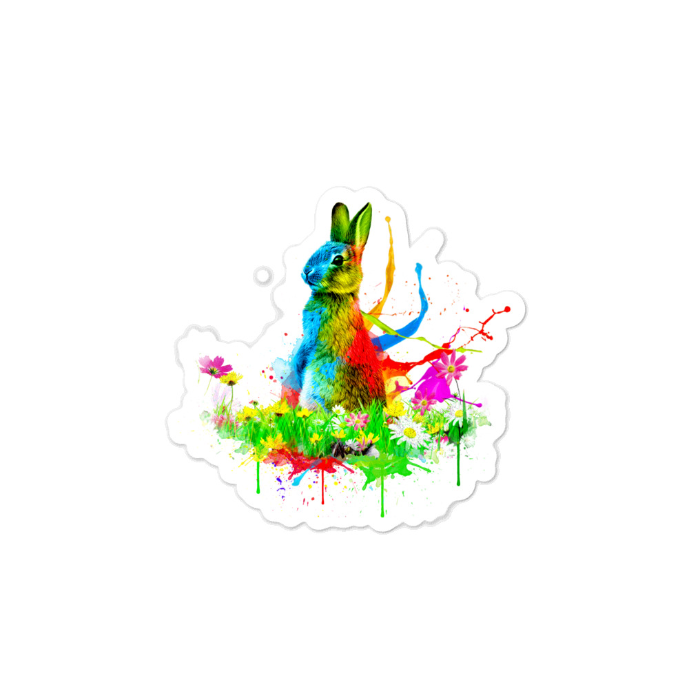 Stylized Vibrant Watercolor Rabbit - Sticker